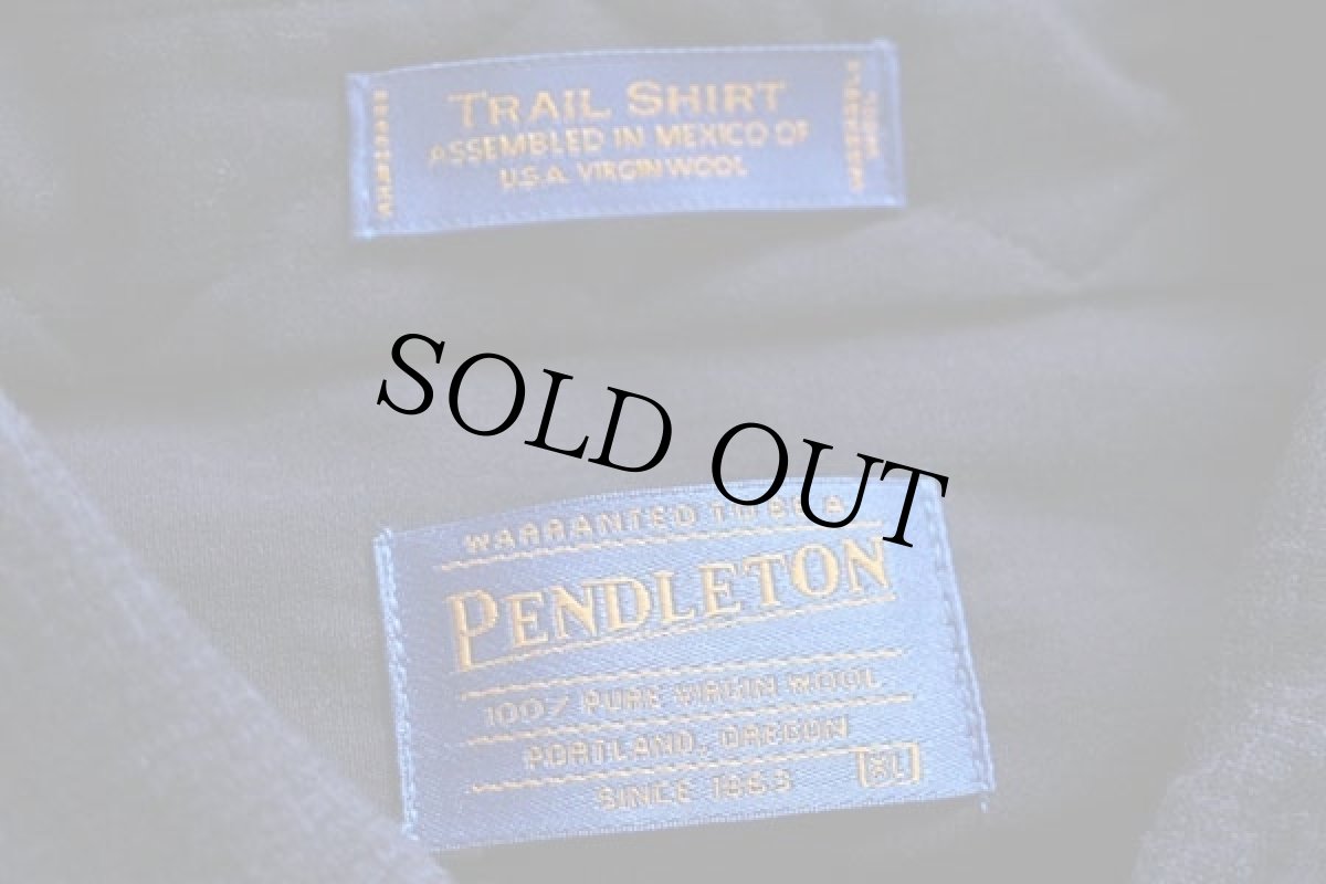 画像4: デッドストック★PENDLETONペンドルトン オンブレチェック エルボーパッチ付き ウールシャツ 紺×黒 XL (4)