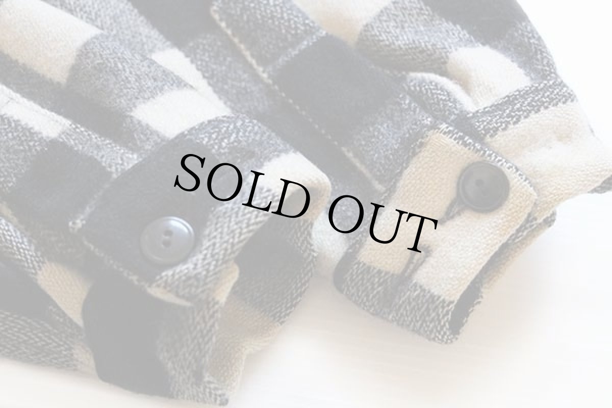 画像7: 40s SPORTCLAD バッファローチェック ウール シャツジャケット 黒×白 (7)