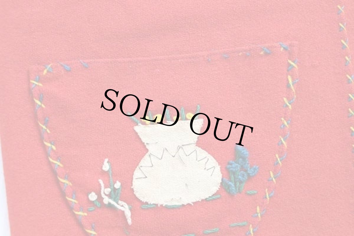 画像6: 50s メキシコ製 Garcia Leal ハンドメイド 刺繍入り メキシカン ウールジャケット 赤 (6)