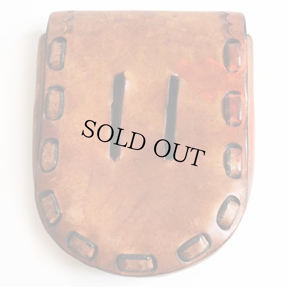 画像2: 70s ハンドクラフト 花柄 カービング レザー ベルトポーチ 茶 (2)