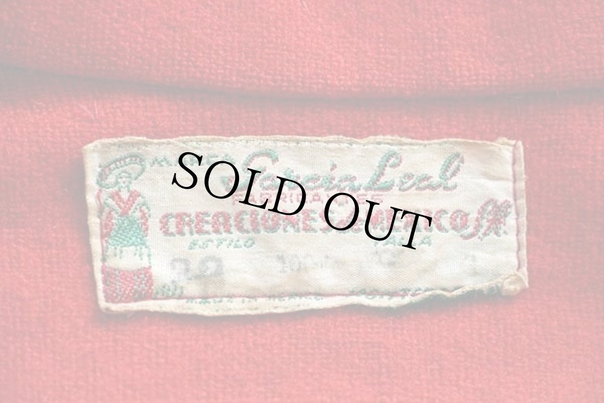 画像4: 50s メキシコ製 Garcia Leal ハンドメイド 刺繍入り メキシカン ウールジャケット 赤 (4)