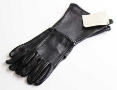 画像1: デッドストック★USA製 ハンドクラフト ディアスキン レザーグローブ ロング 黒 L-S★手袋 (1)