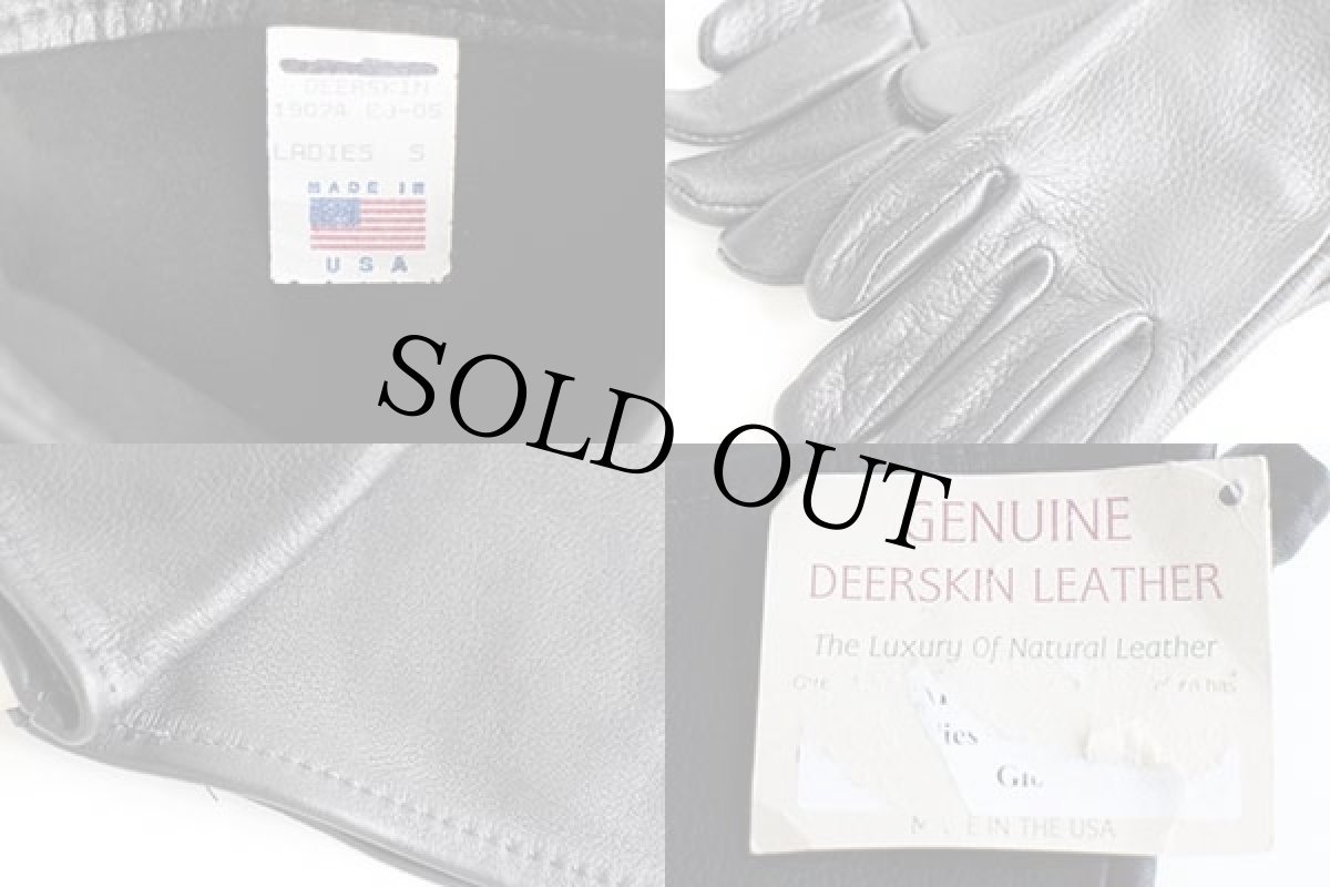 画像4: デッドストック★USA製 ハンドクラフト ディアスキン レザーグローブ ロング 黒 L-S★手袋 (4)