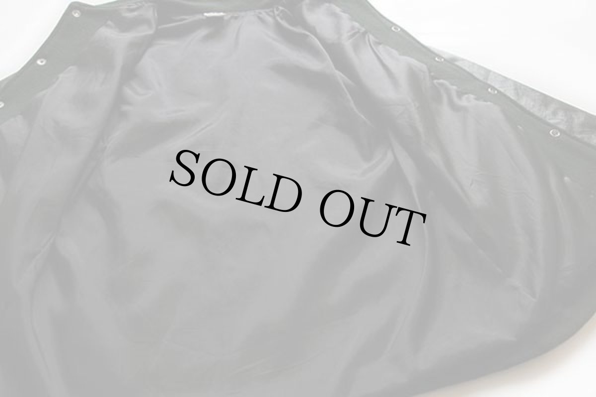 画像5: 70s KAYE BROS メルトン ウール ロング 袖革スタジャン 深緑 36 (5)