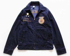 画像2: 70s FFA MINNESOTA チェーン刺繍&ピンズ&パッチ付き コーデュロイ ファーマーズジャケット 紺 36 (2)