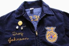 画像3: 70s FFA MINNESOTA チェーン刺繍&ピンズ&パッチ付き コーデュロイ ファーマーズジャケット 紺 36 (3)