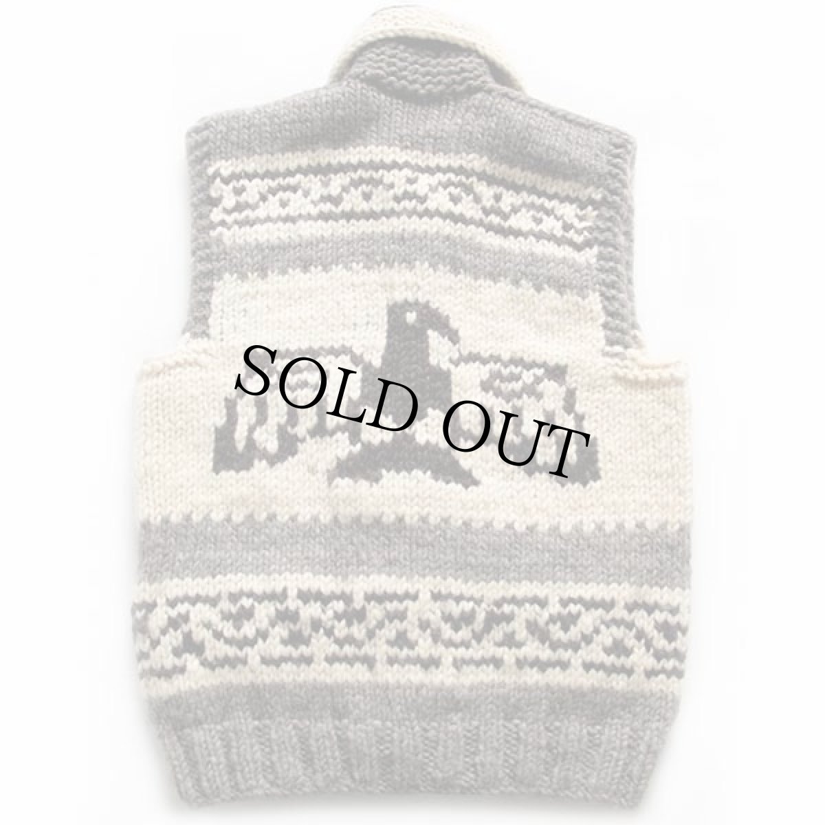 画像2: カナダ製 サンダーバード柄 ウール カウチンセーター ベスト (2)