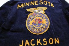 画像4: 70s FFA MINNESOTA チェーン刺繍&ピンズ&パッチ付き コーデュロイ ファーマーズジャケット 紺 36 (4)