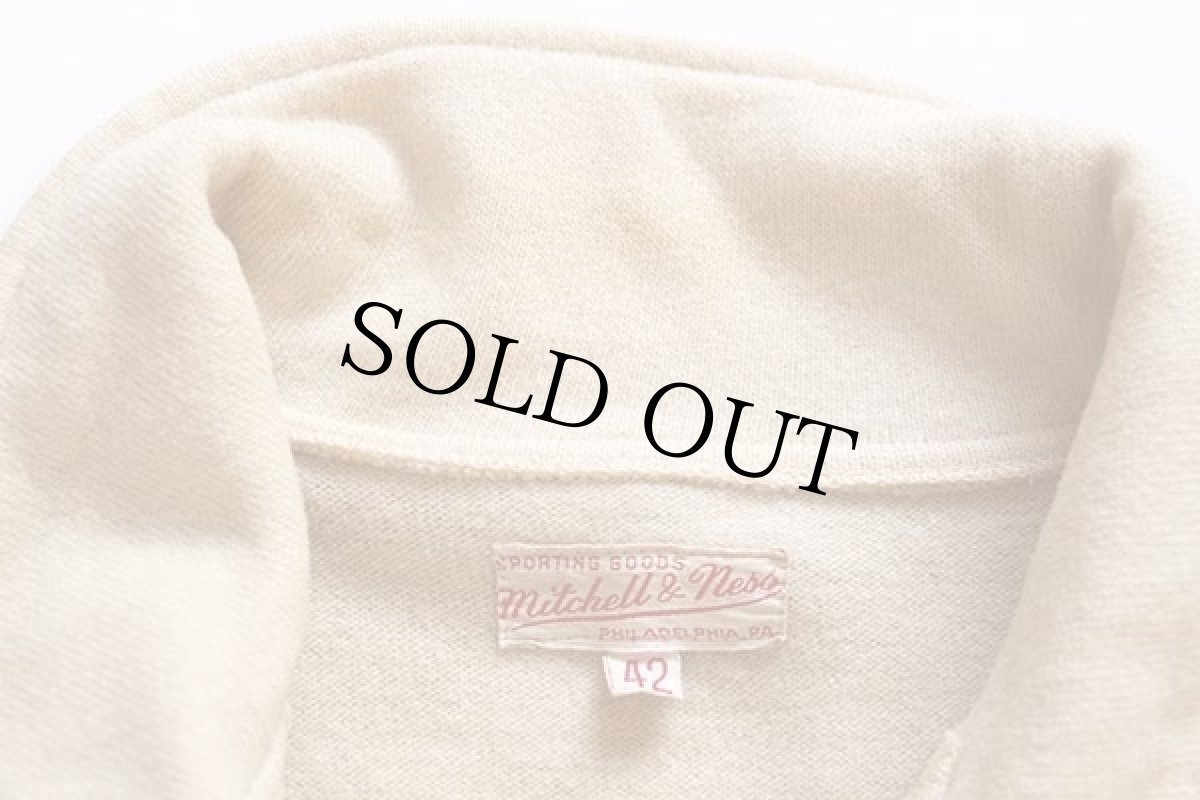 画像4: 40s Mitchell&Ness FAIFOパッチ付き ウールニット ボタンスタジャン アイボリー×黒 42★ボタスタ (4)
