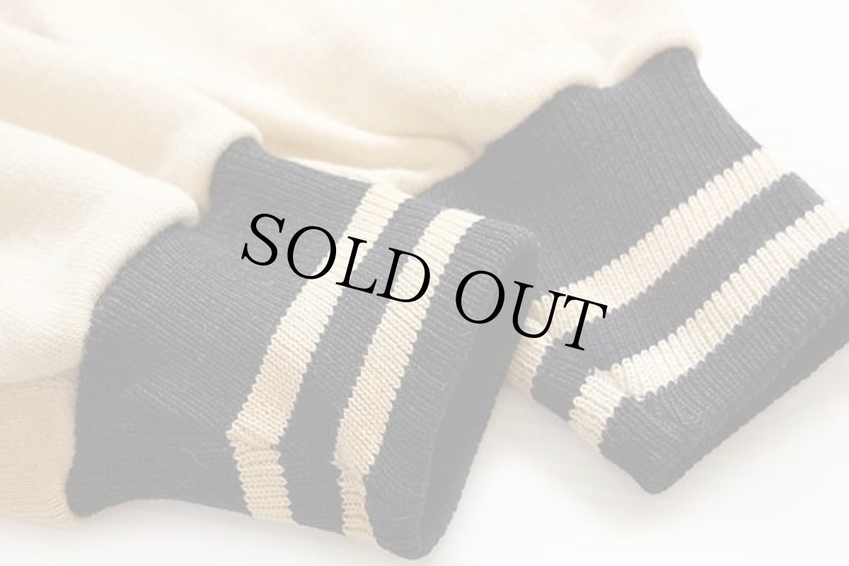 画像7: 40s Mitchell&Ness FAIFOパッチ付き ウールニット ボタンスタジャン アイボリー×黒 42★ボタスタ (7)