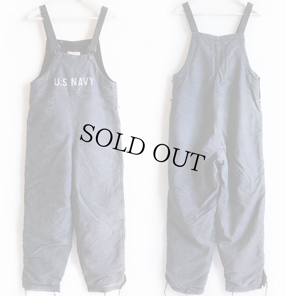 画像2: 40s 米軍 U.S.NAVY N-1 デッキパンツ フックタイプ 紺 S★オーバーオール (2)
