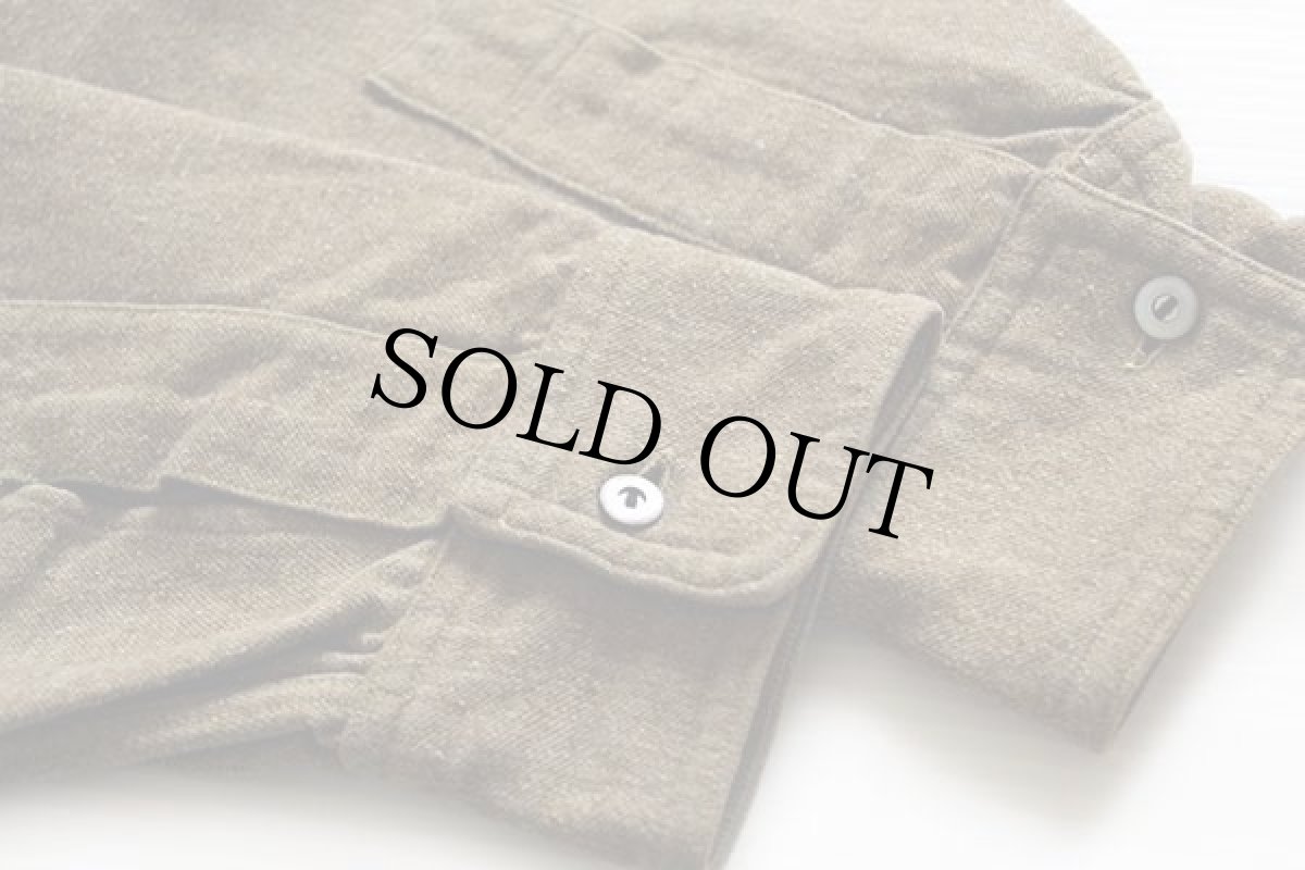 画像8: 30s EVER WARM RICE-FRIEDMAN チンスト マチ付き ウールシャツ オリーブ (8)