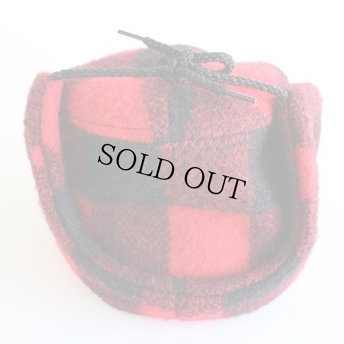 画像2: 80s USA製 Cabela'sカベラス Woolrichウールリッチ バッファローチェック 耳当て付き ウール ハンティングキャップ 赤×黒 S (2)