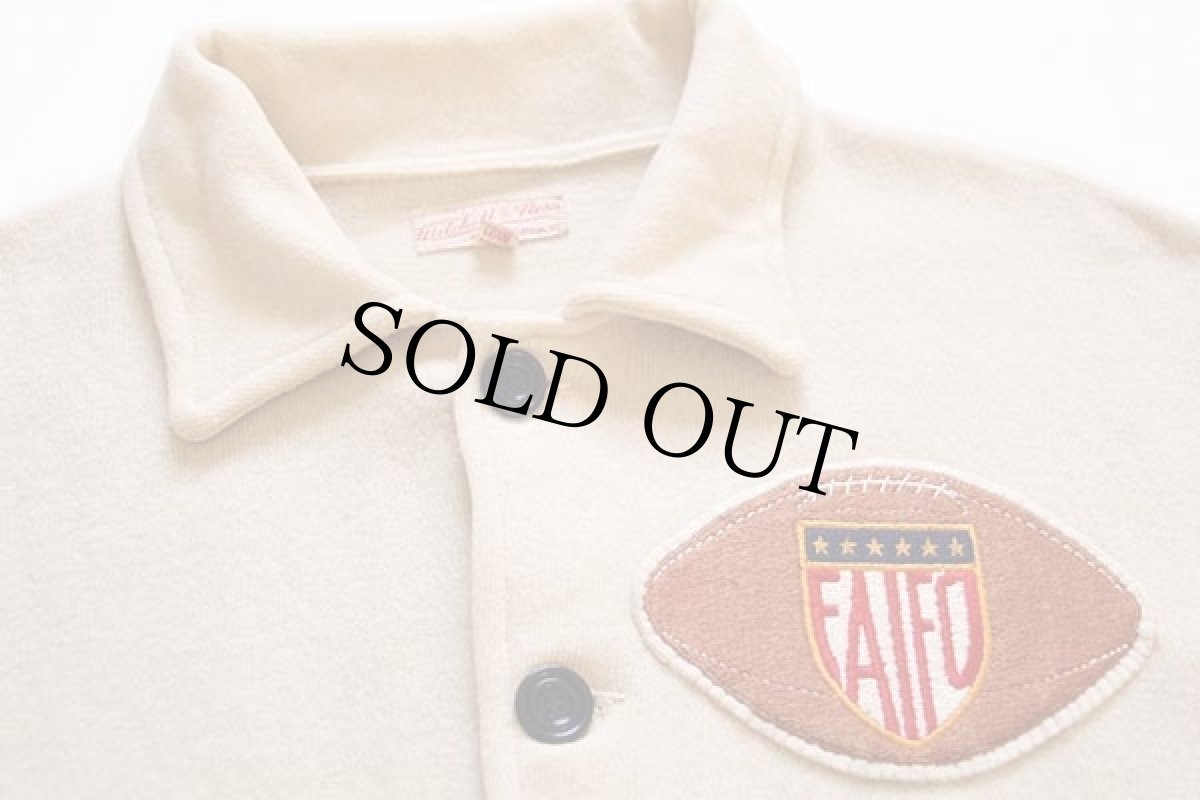 画像3: 40s Mitchell&Ness FAIFOパッチ付き ウールニット ボタンスタジャン アイボリー×黒 42★ボタスタ (3)