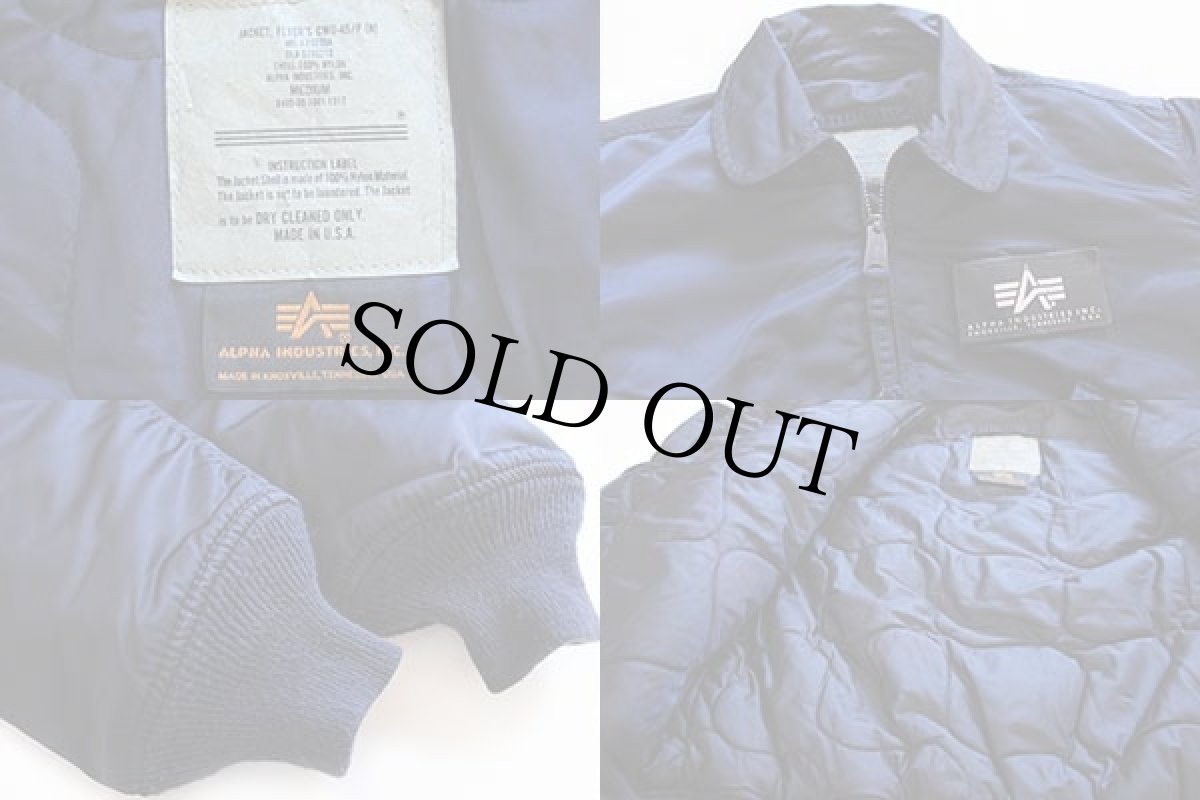 画像3: 90s USA製 ALPHAアルファ CWU-45/P フライトジャケット 紺 M (3)