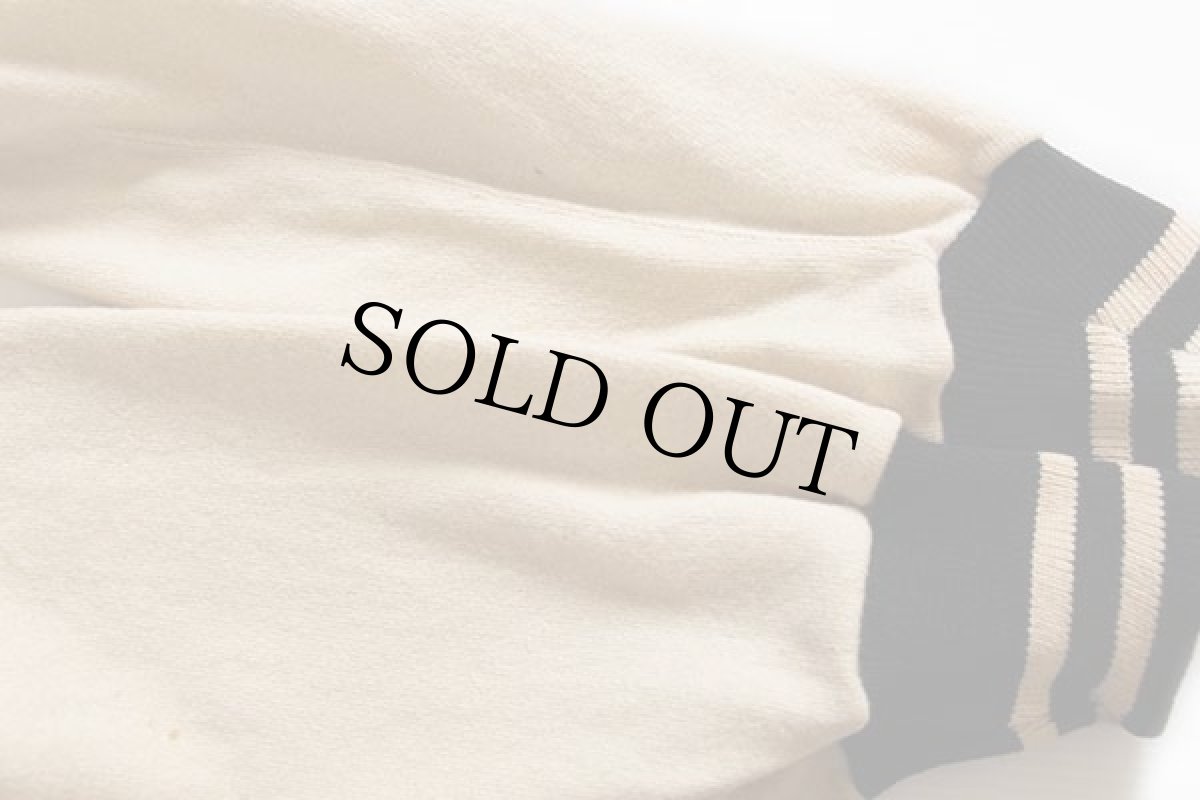 画像8: 40s Mitchell&Ness FAIFOパッチ付き ウールニット ボタンスタジャン アイボリー×黒 42★ボタスタ (8)