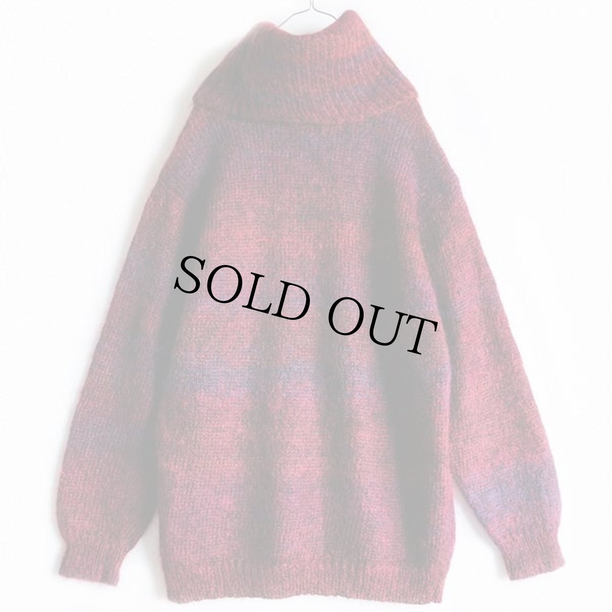 画像2: 80s JEANNE PIERRE オフタートルネック グラデーション ボーダー モヘヤ ニット セーター S (2)