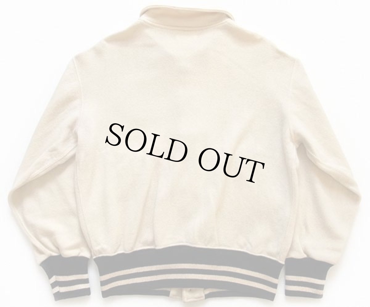 画像2: 40s Mitchell&Ness FAIFOパッチ付き ウールニット ボタンスタジャン アイボリー×黒 42★ボタスタ (2)