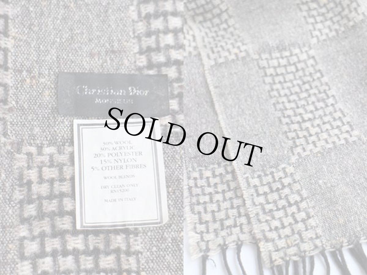 画像3: イタリア製 Christian Dior 編み柄 切り替え ネップ入り ウールニット マフラー★ユニセックス (3)