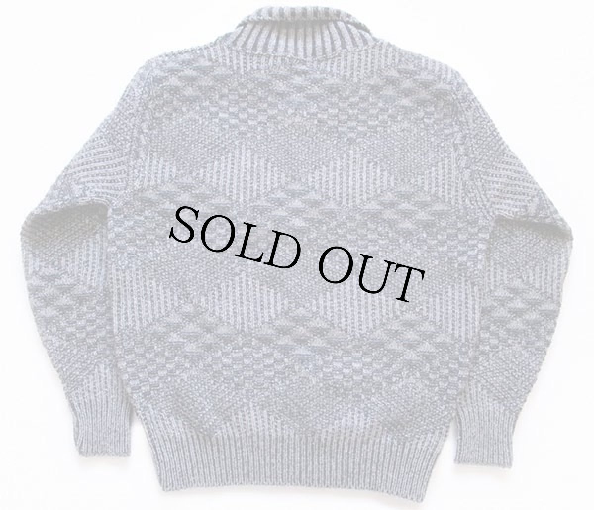 画像2: デッドストック★70s USA製 PENDLETONペンドルトン 編み柄 ショールカラー ウールニット セーター グレー L (2)