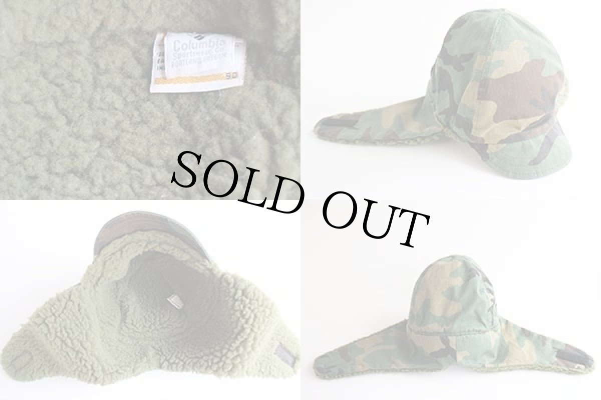 画像5: 90s USA製 Columbiaコロンビア ウッドランドカモ GORE-TEXゴアテックス パイル フリースライナー 耳当て付き キャップ S/M★迷彩 (5)