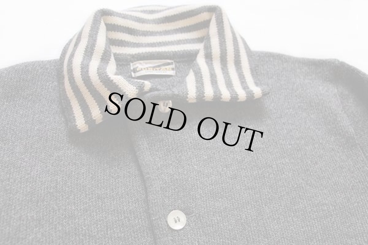 画像3: 60s PURITAN ライン入り ウールニット カーディガン グレー 46 (3)