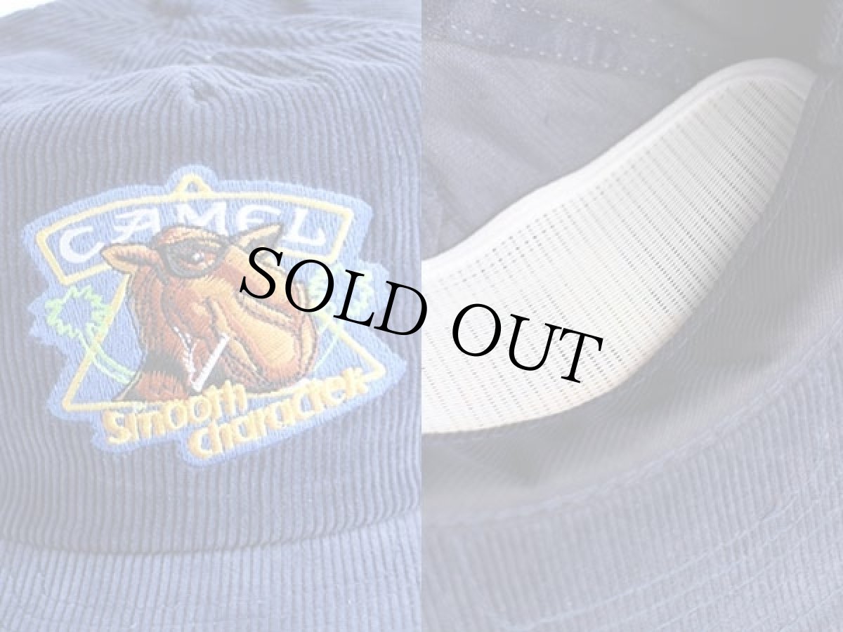 画像3: デッドストック★80s CAMEL キャメル 刺繍 コーデュロイキャップ 紺 (3)