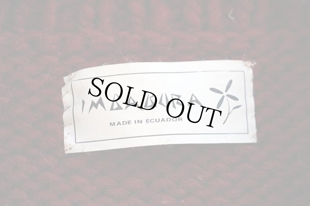 画像4: エクアドル製 IMBABURA フラワー 花柄 ロールネック ウールニット セーター 濃赤 (4)