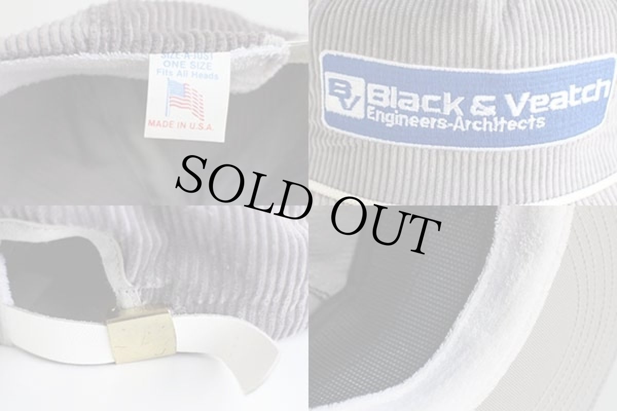 画像3: デッドストック★80s USA製 Black & Veatch 刺繍 太畝 コーデュロイキャップ グレー (3)