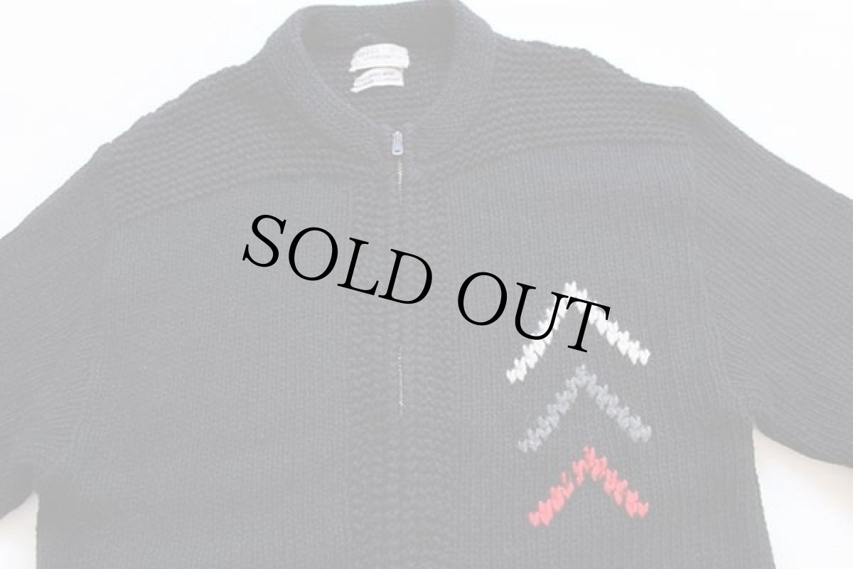 画像3: 60s SEARS ラムウール×アクリル×モヘヤ ニット フルジップ セーター 黒 S (3)