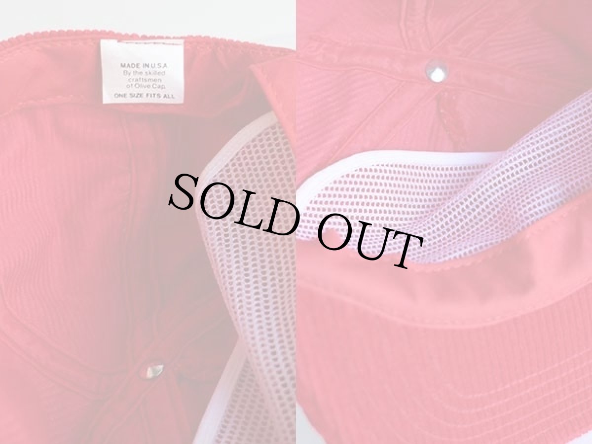 画像3: デッドストック★80s USA製 UNKNOWN 無地 太畝 コーデュロイキャップ 赤 (3)