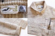 画像3: 80s USA製 Winona Knits ショールカラー ネップ入り ローゲージ ウールニット フルジップ セーター ナチュラル M (3)