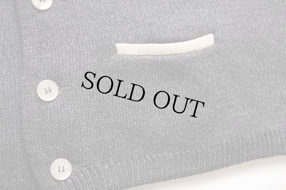 画像6: 60s PURITAN ライン入り ウールニット カーディガン グレー 46 (6)