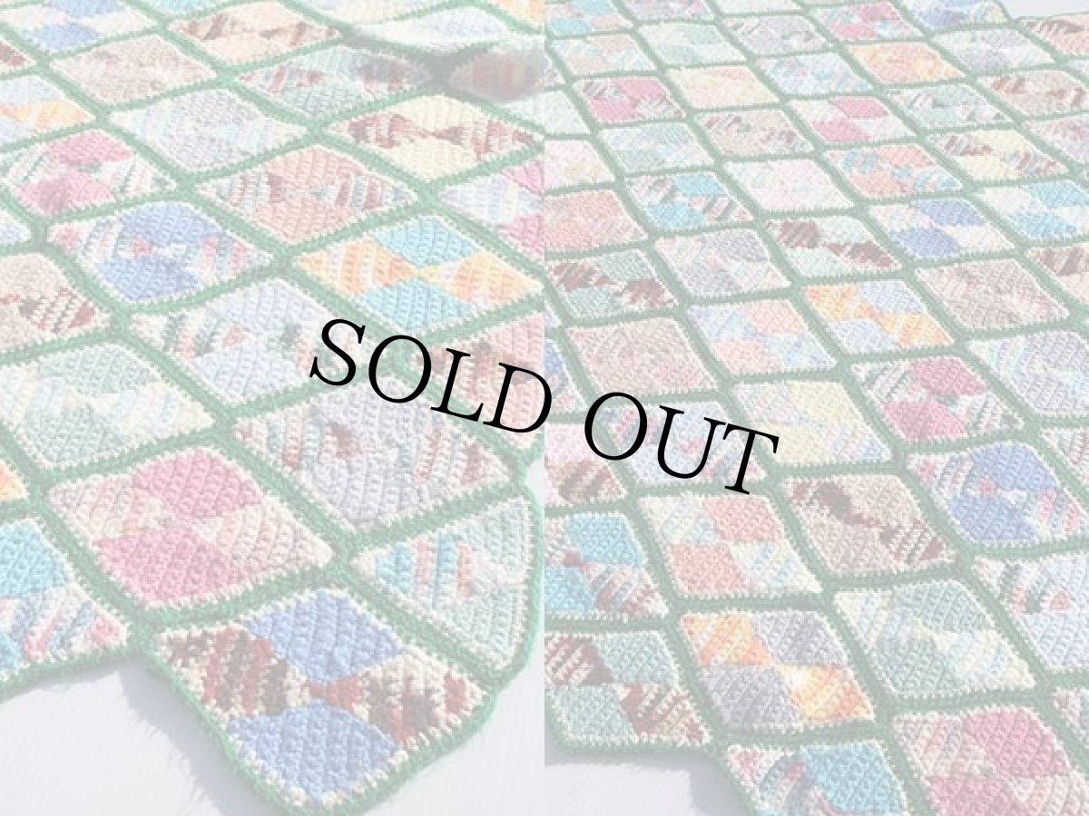 画像3: ダイヤ モチーフ ニット グラニー ブランケット★カギ編み (3)