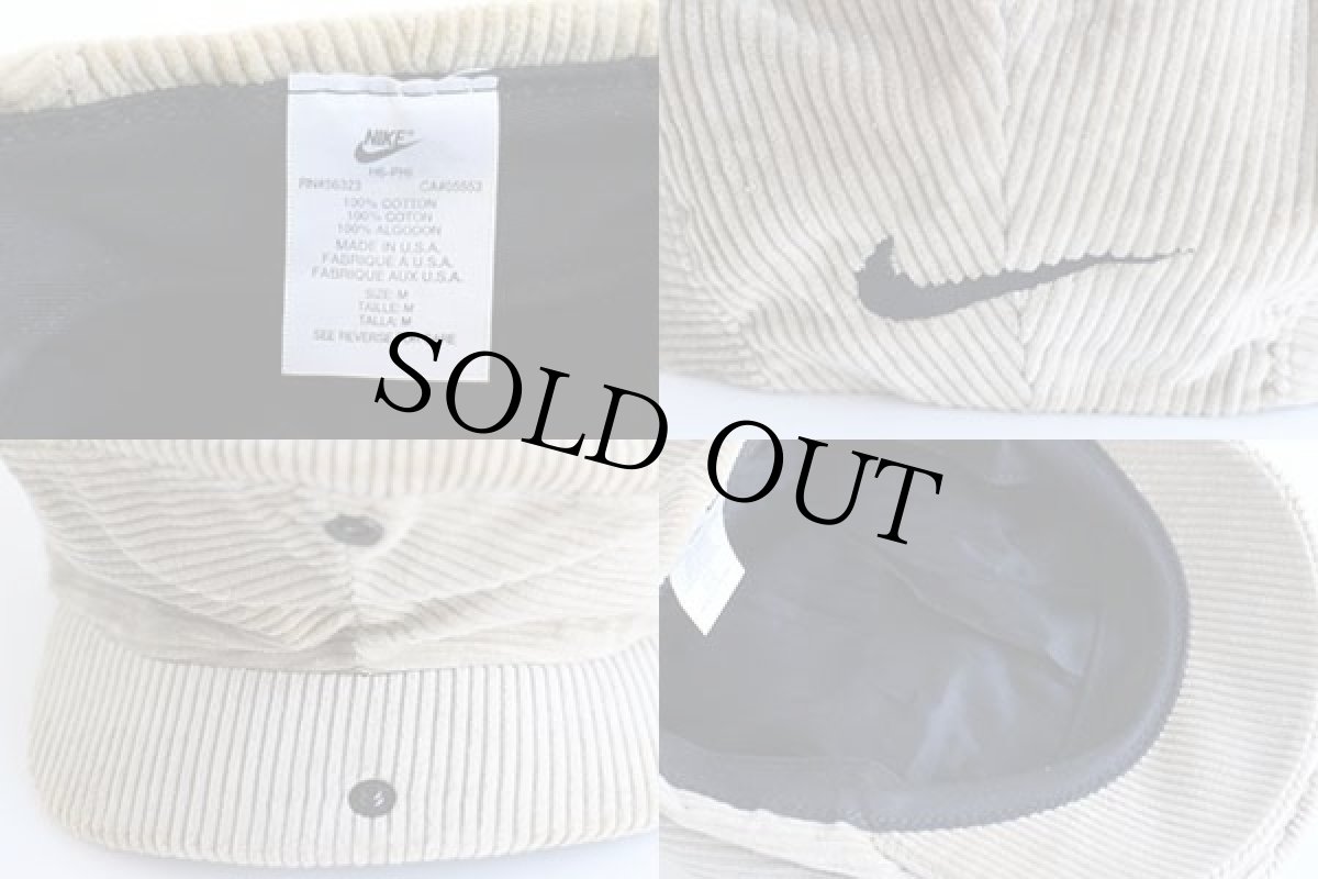 画像3: 90s USA製 NIKEナイキ コットン 太畝 コーデュロイ ハンチング ベージュ M (3)