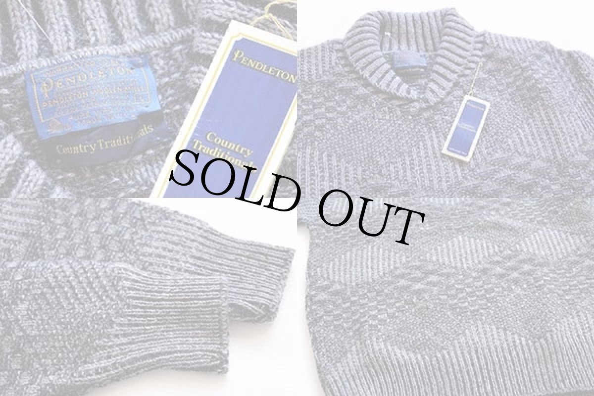 画像3: デッドストック★70s USA製 PENDLETONペンドルトン 編み柄 ショールカラー ウールニット セーター グレー L (3)