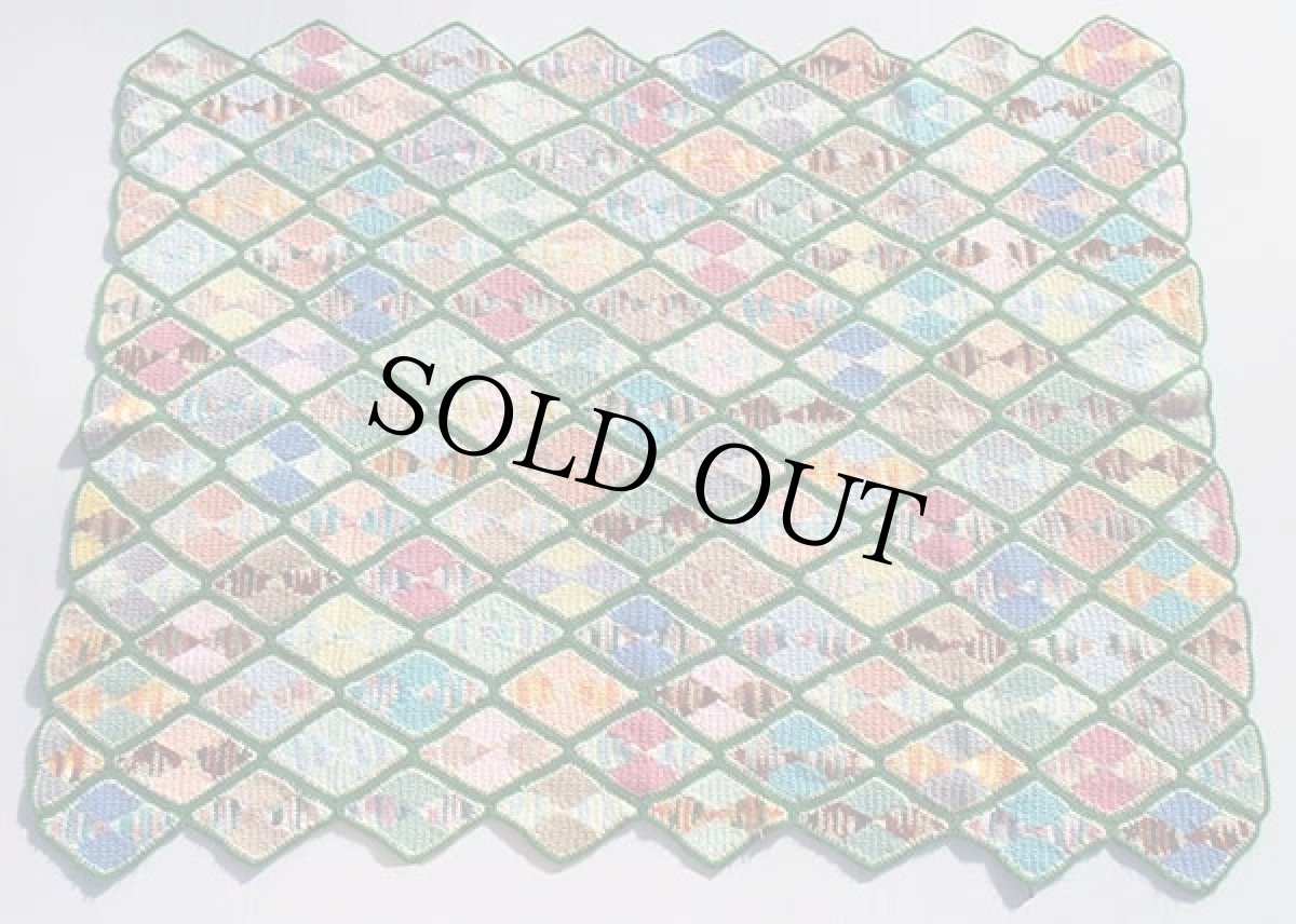 画像2: ダイヤ モチーフ ニット グラニー ブランケット★カギ編み (2)