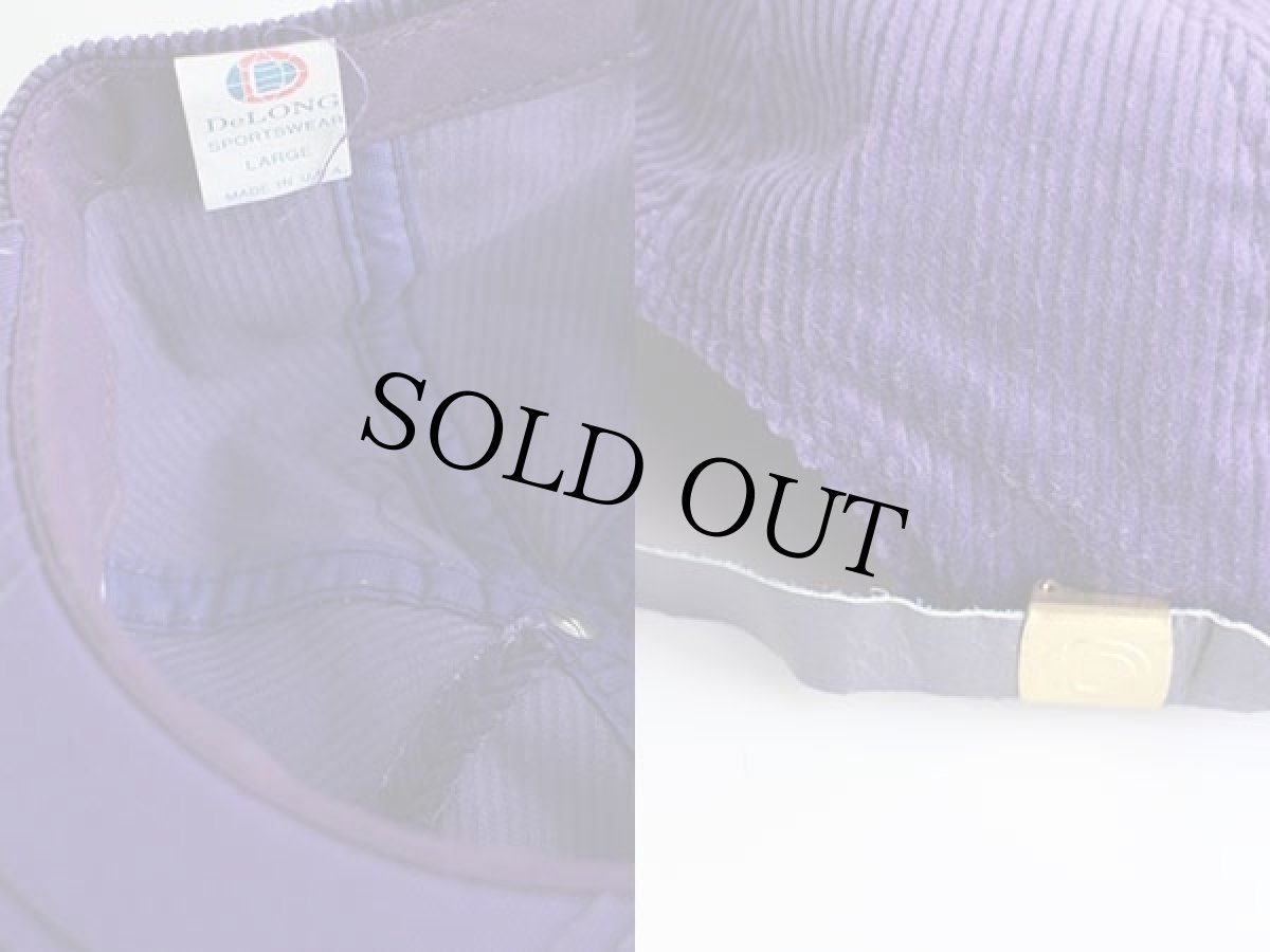 画像3: 80s USA製 DeLONGデロング 無地 太畝 コーデュロイキャップ 紫 L (3)