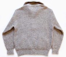 画像2: 90s USA製 Winona Knits タートルネック ウール ローゲージ ドライバーズニット フルジップ セーター グレーベージュ XL (2)