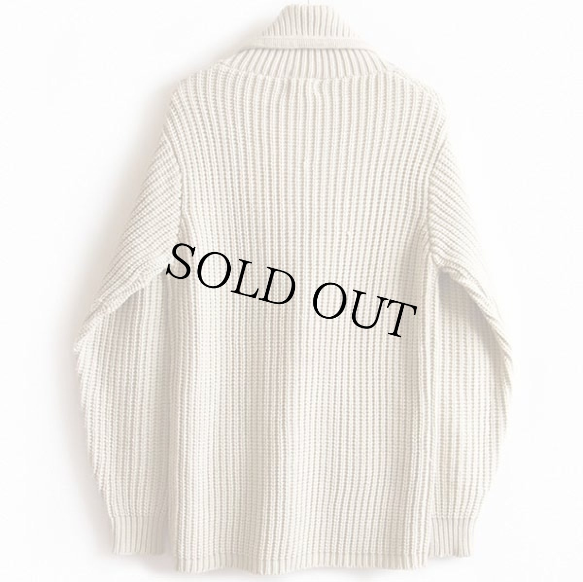 画像2: 70s MONTGOMERY WARD ショールカラー ローゲージ アクリルニット カーディガン ベージュ M (2)