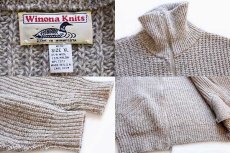 画像3: 90s USA製 Winona Knits タートルネック ウール ローゲージ ドライバーズニット フルジップ セーター グレーベージュ XL (3)