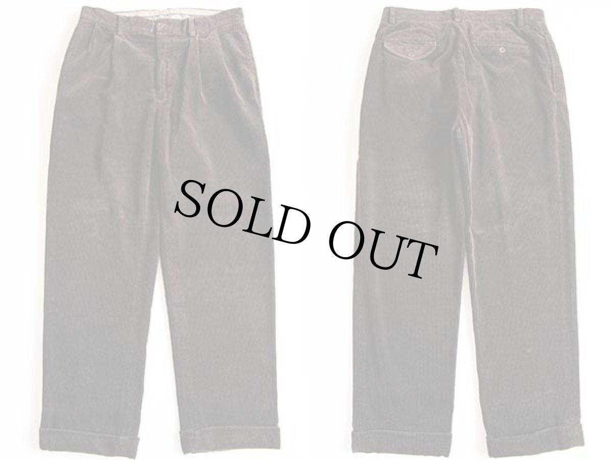 画像2: ポロ ラルフローレン ツータック 太畝 コーデュロイパンツ 焦げ茶 w33 L30★スラックス (2)