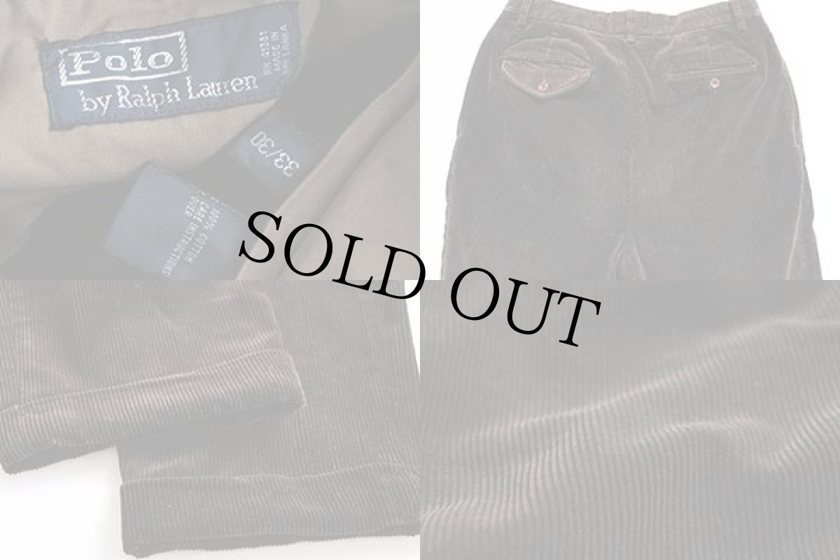 画像4: ポロ ラルフローレン ツータック 太畝 コーデュロイパンツ 焦げ茶 w33 L30★スラックス (4)