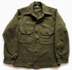 画像1: 50s 米軍 U.S.ARMY ウールシャツ オリーブグリーン S (1)