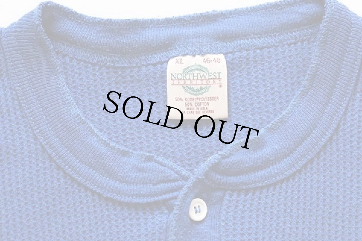 画像3: 90s USA製 NORTHWEST TERRITORY ヘンリーネック サーマルシャツ 青 XL (3)