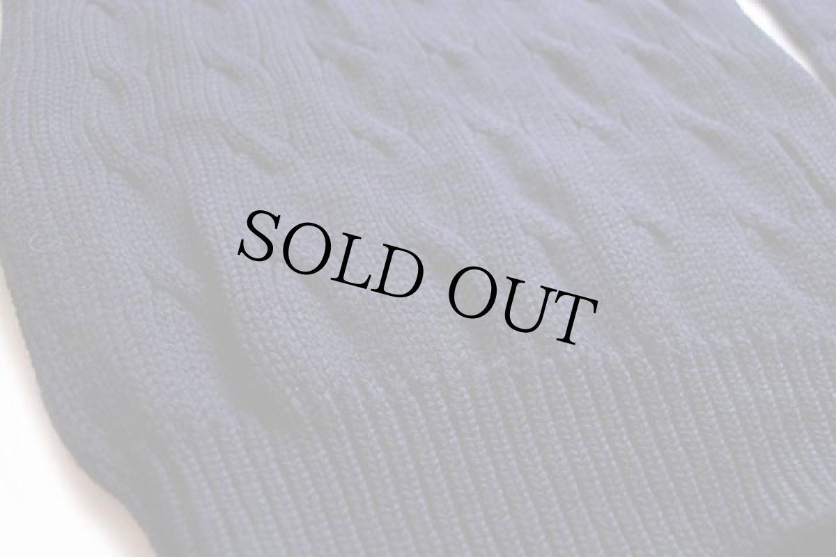 画像5: 90s ポロ ラルフローレン タートルネック ケーブル編み ウールニット セーター 紺 M (5)