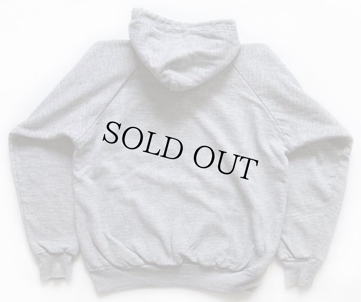 画像2: 80s ルーマニア製 UNKNOWN 無地 裏サーマル スウェットパーカー 杢グレー L (2)