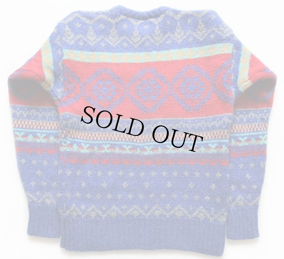 画像2: 80s CHAPS ラルフローレン ノルディック柄 シェットランド ウールニット セーター XL (2)