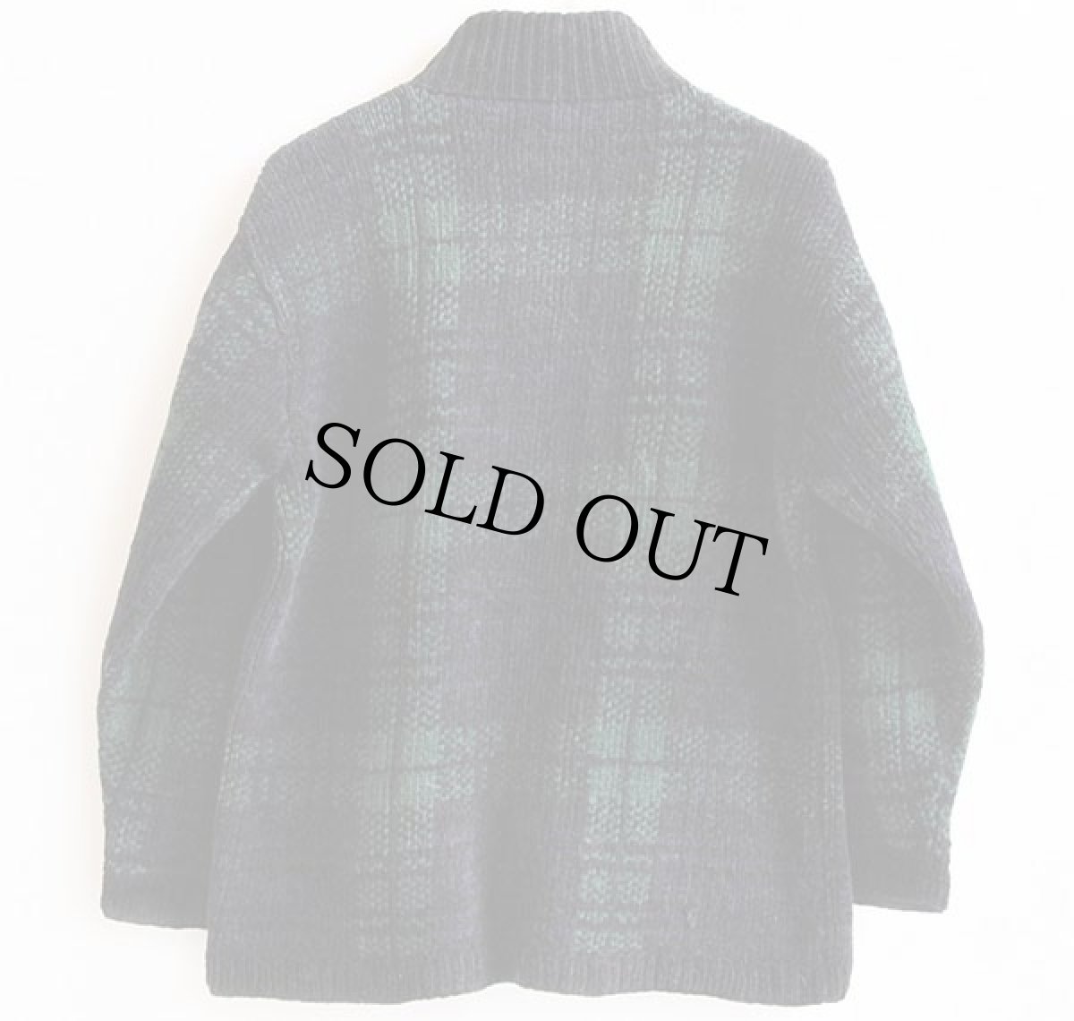 画像2: 00s LAUREN ラルフローレン タータンチェック ハイネック コットン ハンドニット フルジップ セーター S (2)