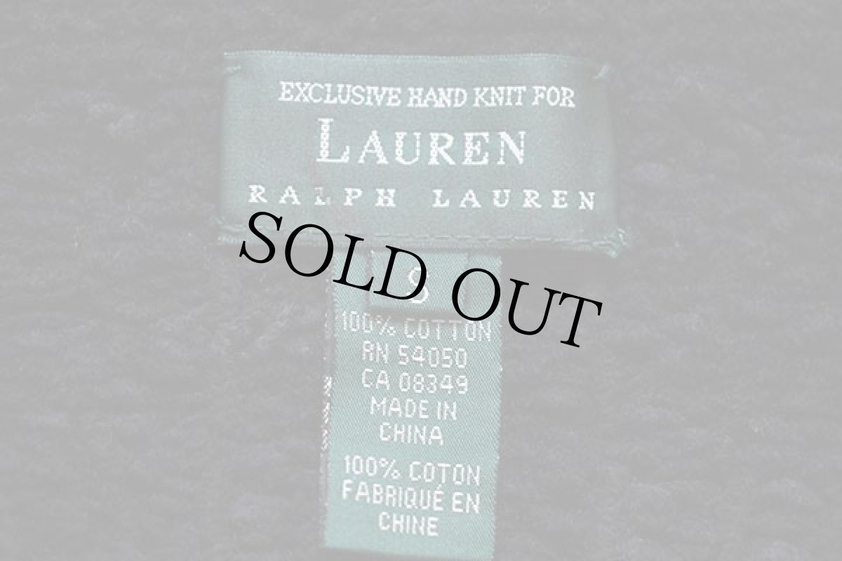 画像4: 00s LAUREN ラルフローレン タータンチェック ハイネック コットン ハンドニット フルジップ セーター S (4)